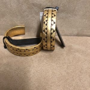 J Crew 2 piece Gold Cuff Bangles